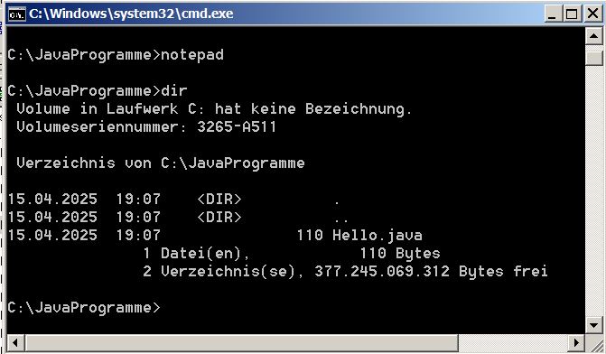 Ordner JavaProgramme mit Dir anzeigen lassen